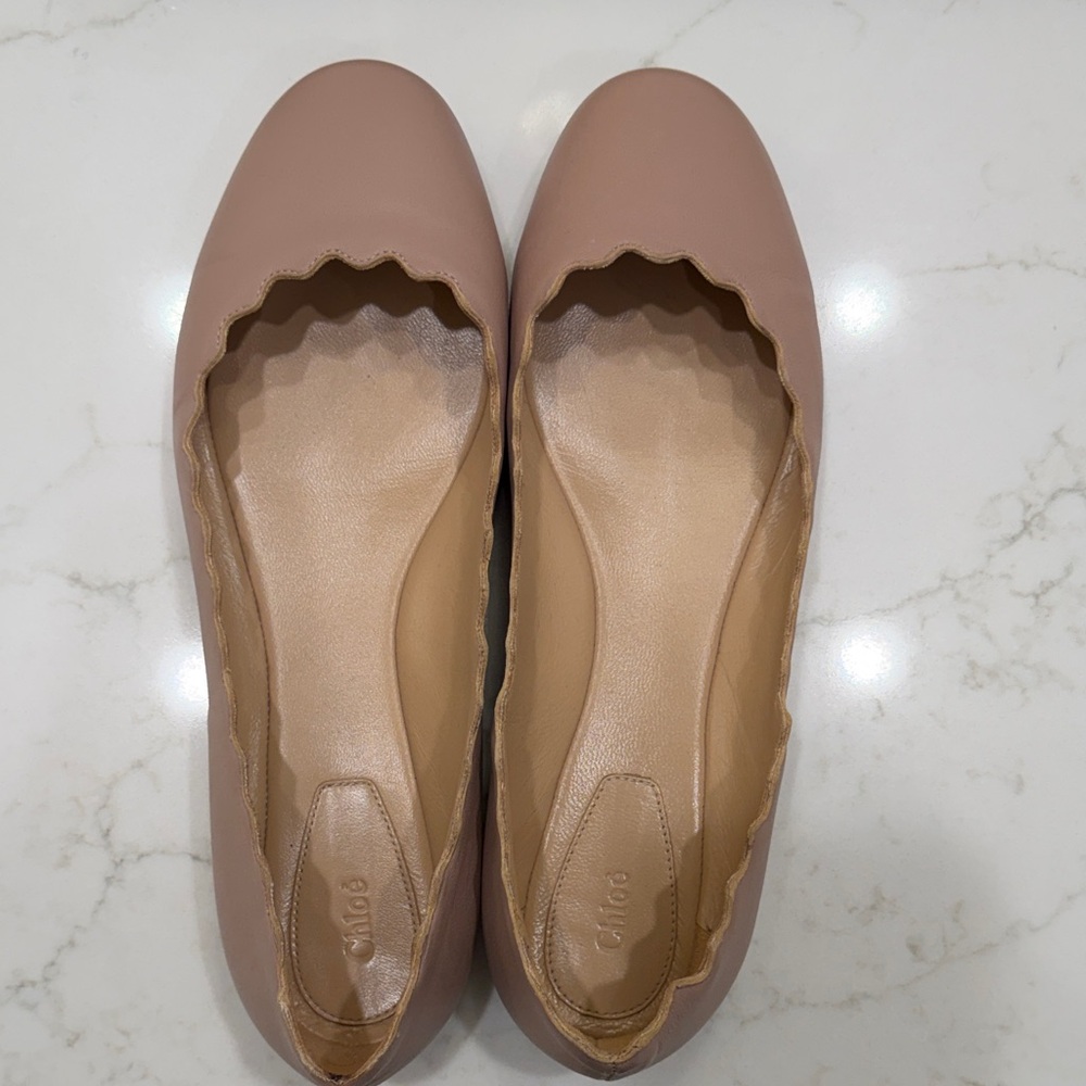 Chloe Lauren Scalloped Ballet Flats - Pink